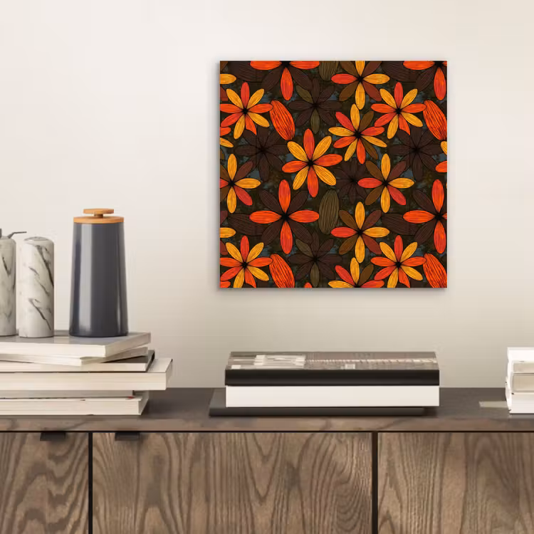 Aluminium schilderij - Oranje - Retro - Bloemen - Herfst — 2