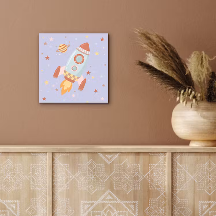 Aluminium schilderij - Raket - Ruimte - Planeet - Illustratie — 5