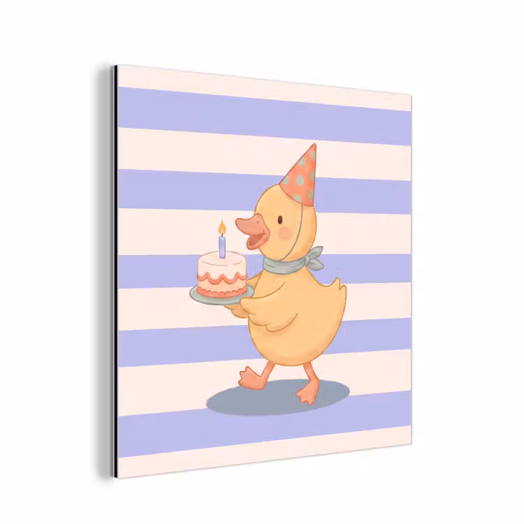 Aluminium schilderij - Vogel - Feest - Taart - Kinder - Illustratie — 1