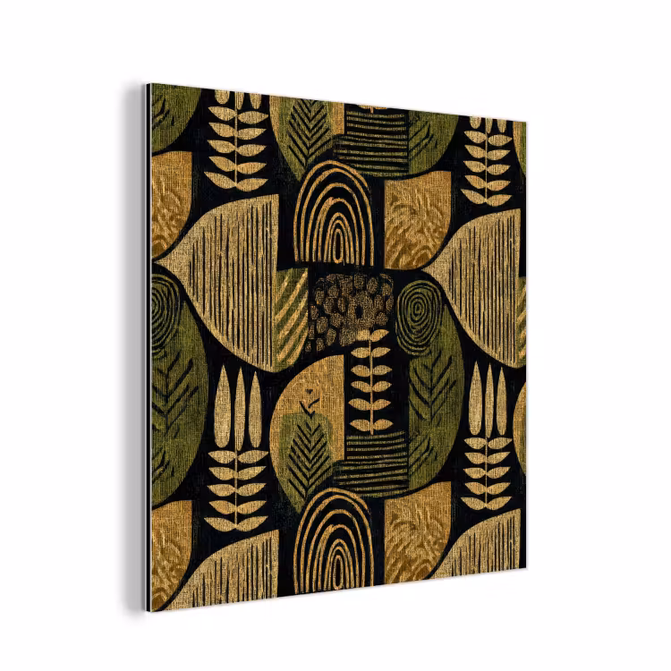 Aluminium schilderij - Zwart - Okergeel - Botanisch - Textuur — 1