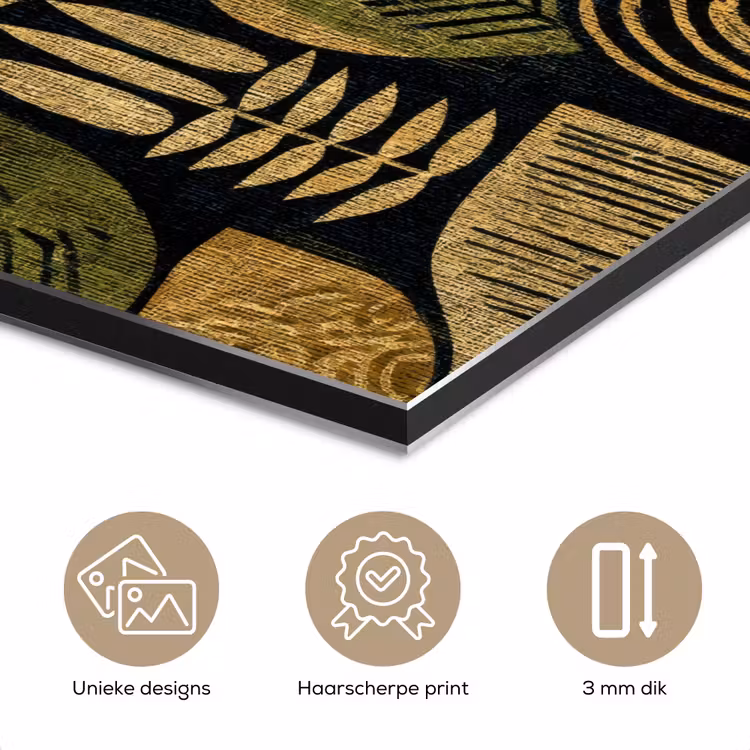 Aluminium schilderij - Zwart - Okergeel - Botanisch - Textuur — 7