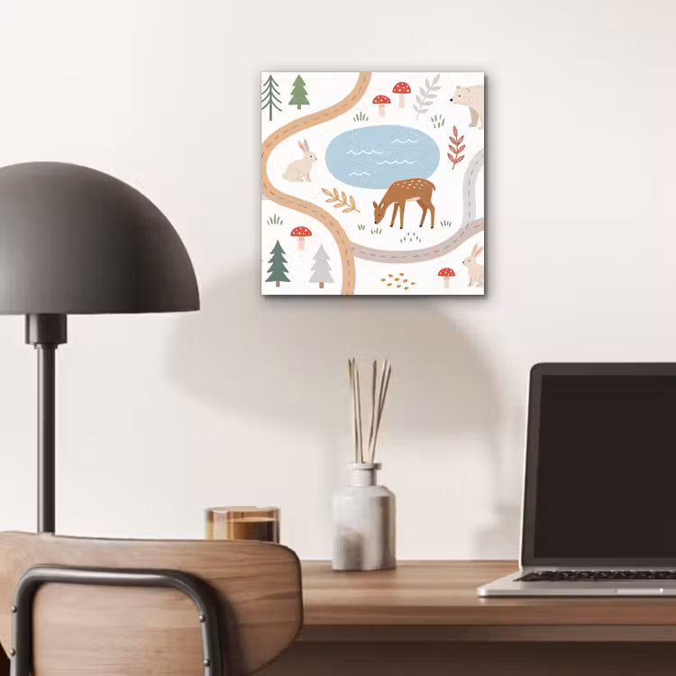 Aluminium schilderij - Dieren - Bos - Illustratie — 6