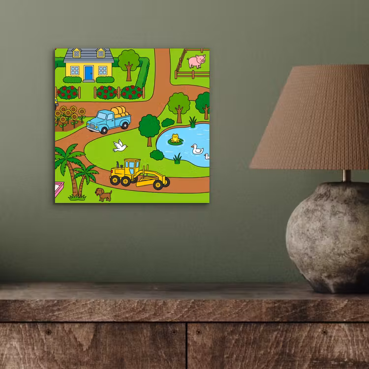 Aluminium schilderij - Platteland - Dieren - Cartoon — 3