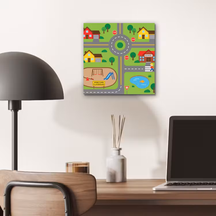 Aluminium schilderij - Stad - Wegen - Cartoon — 6