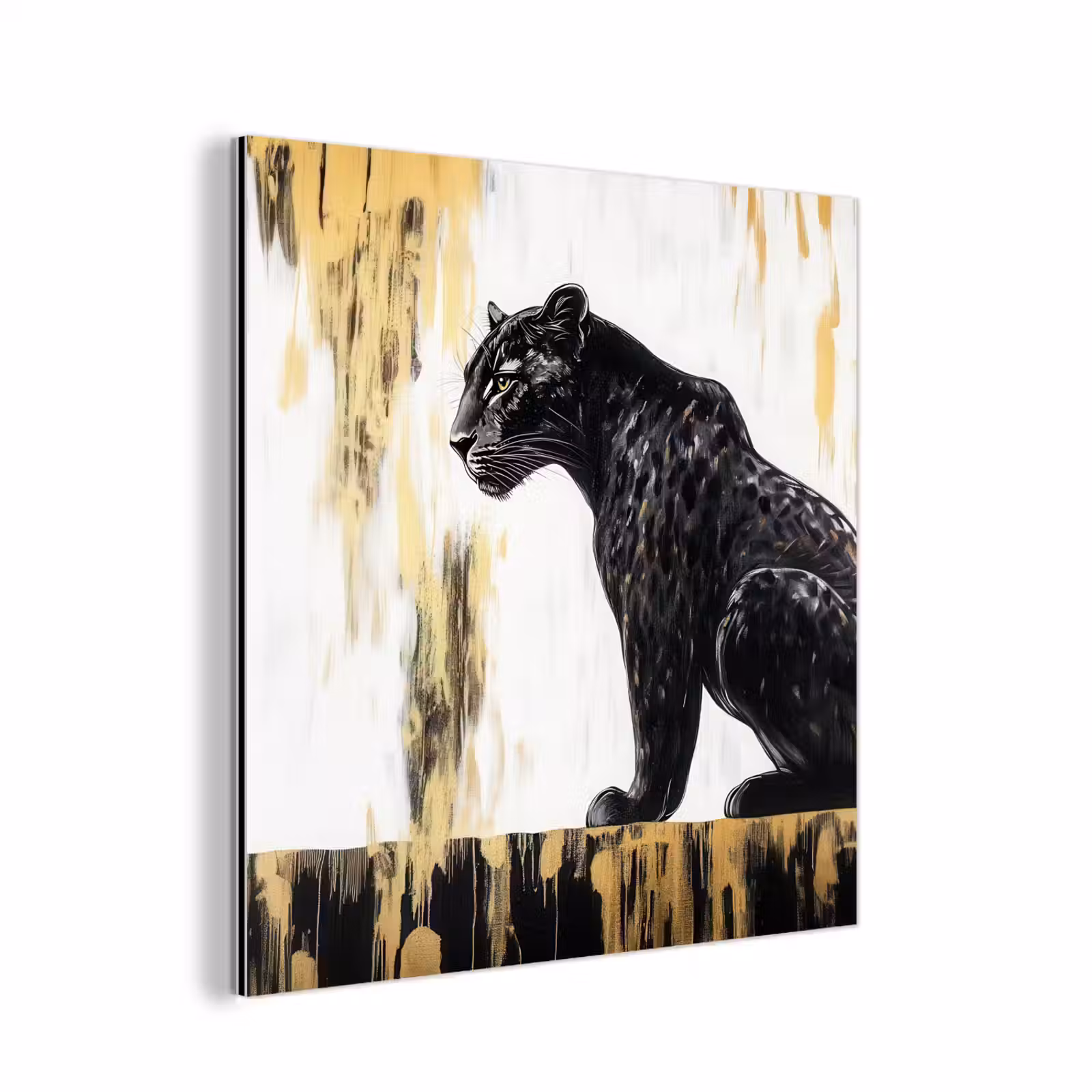 Aluminium schilderij - Panter - Zwart - Abstract - Goud — 1
