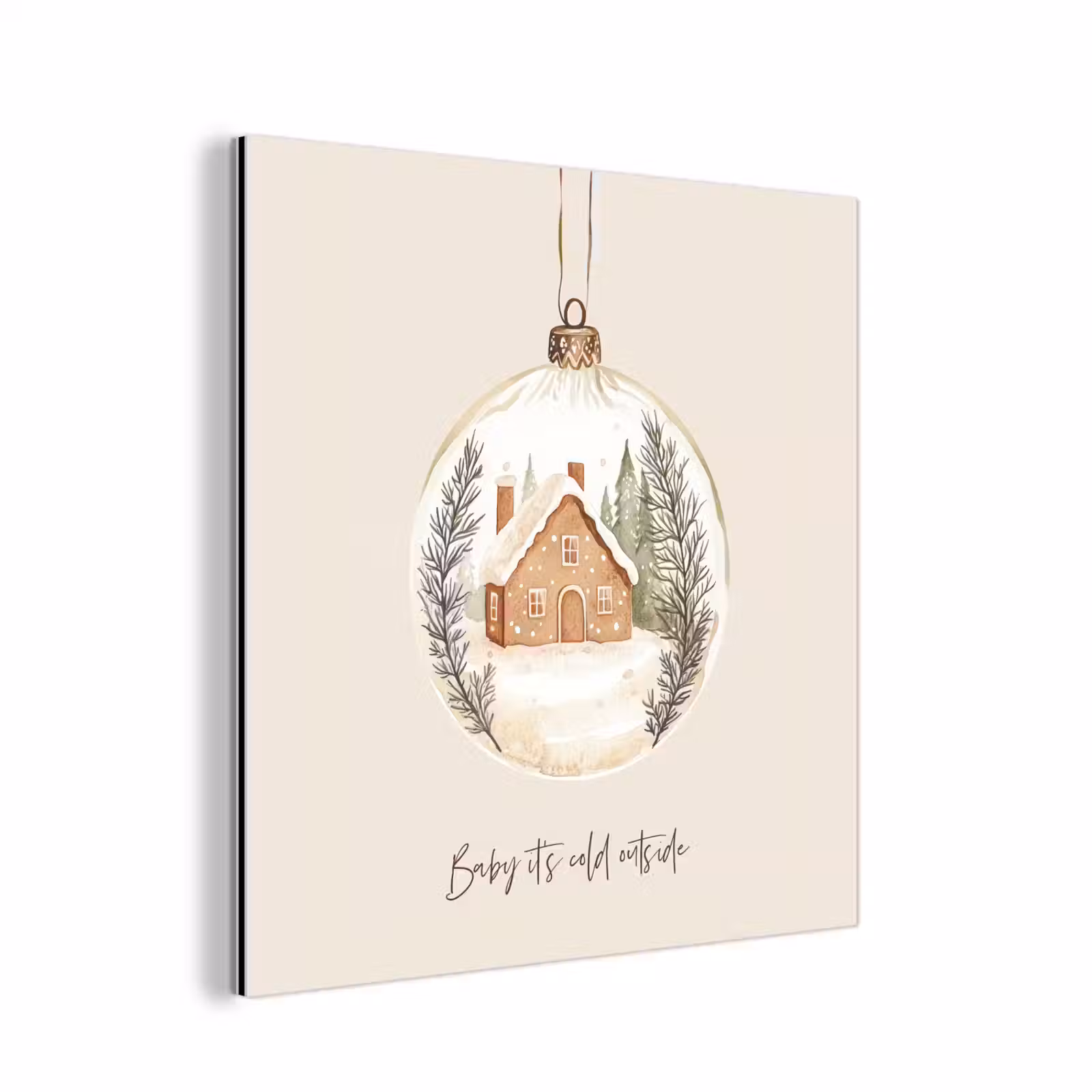 Aluminium schilderij - Quote - Winter - Kerst - Beige - Kerstbal — 1