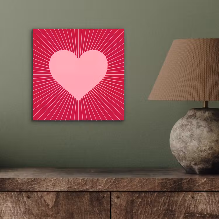 Aluminium schilderij - Hart - Stralen - Liefde - Abstract - Roze — 3