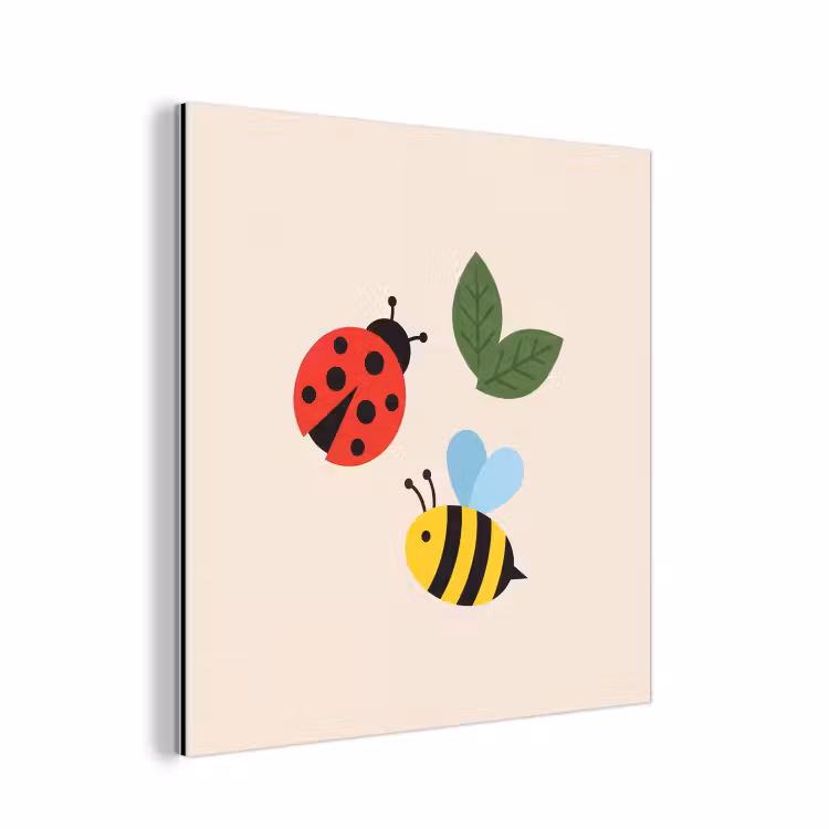 Aluminium schilderij - Insect - Blad - Natuur - Speels - Illustratie — 1