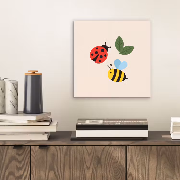 Aluminium schilderij - Insect - Blad - Natuur - Speels - Illustratie — 2