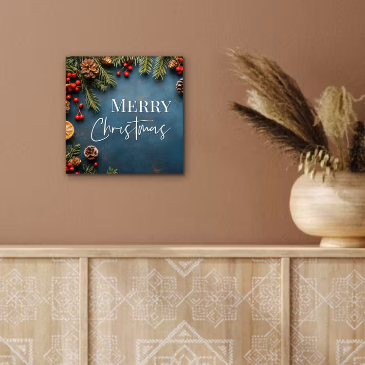 Aluminium schilderij - Merry Christmas - Blauw - Kerst - Winter — 5