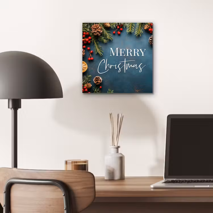 Aluminium schilderij - Merry Christmas - Blauw - Kerst - Winter — 6