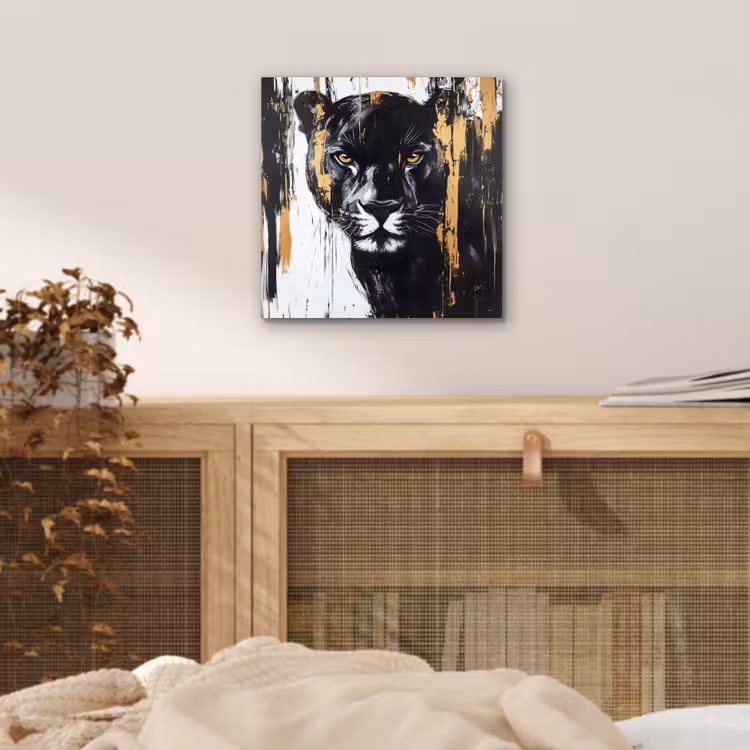 Aluminium schilderij - Panter - Zwart - Abstract - Verfstreken — 4