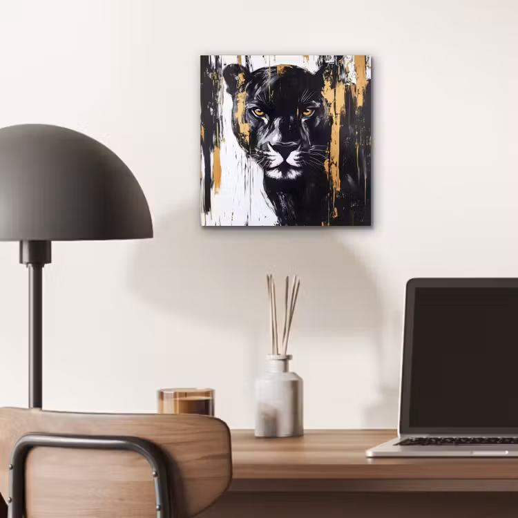 Aluminium schilderij - Panter - Zwart - Abstract - Verfstreken — 6