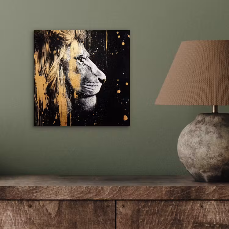 Aluminium schilderij - Portret - Leeuw - Abstract - Goud — 3