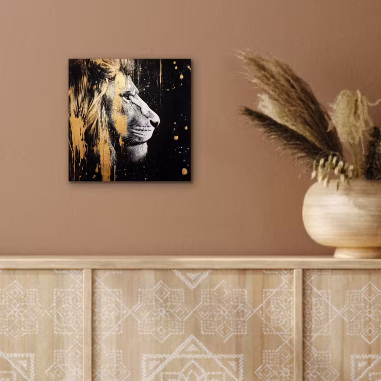 Aluminium schilderij - Portret - Leeuw - Abstract - Goud — 5