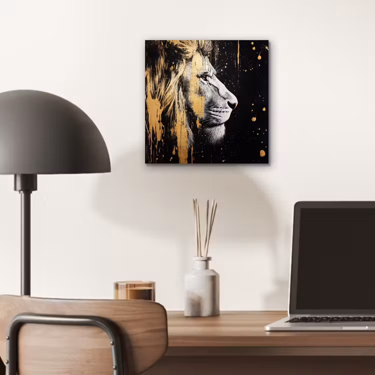 Aluminium schilderij - Portret - Leeuw - Abstract - Goud — 6