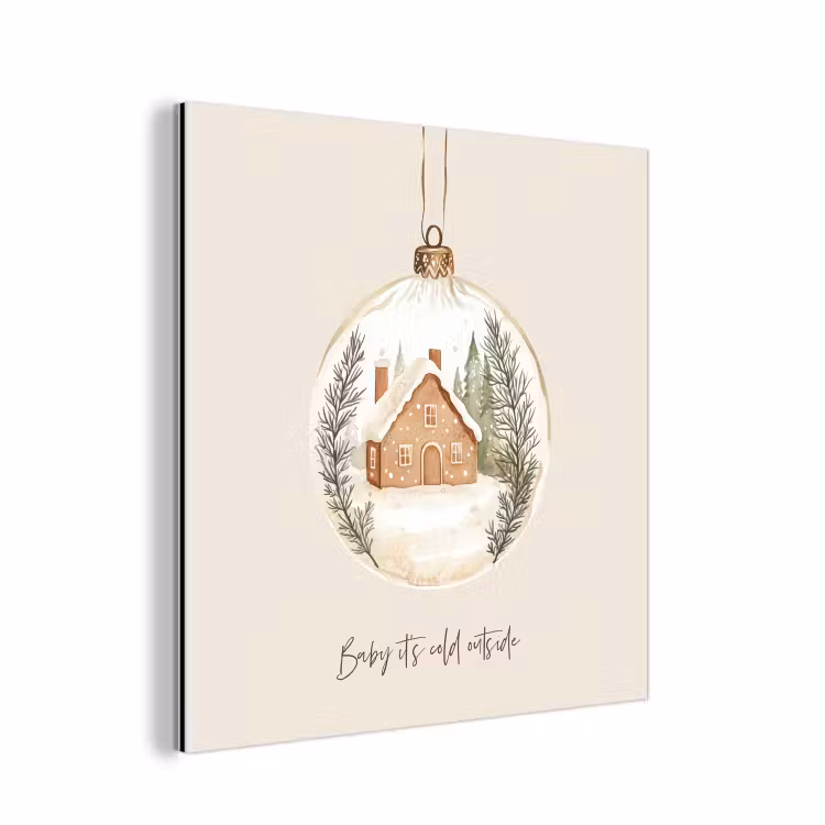 Aluminium schilderij - Quote - Winter - Kerst - Beige - Kerstbal — 1