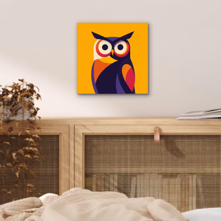 Aluminium schilderij - Uil - Grafisch - Kleurrijk - Ogen — 4