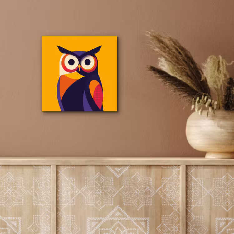 Aluminium schilderij - Uil - Grafisch - Kleurrijk - Ogen — 5
