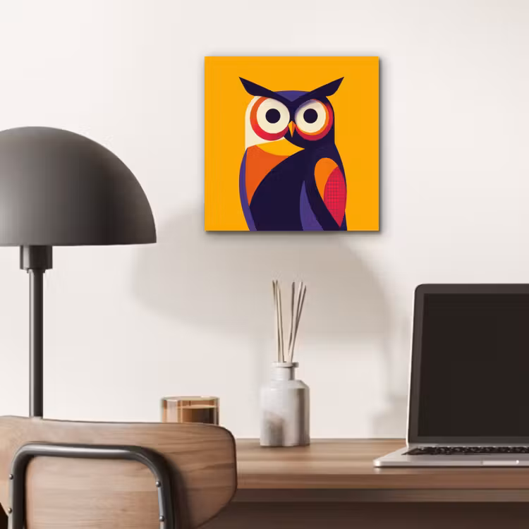 Aluminium schilderij - Uil - Grafisch - Kleurrijk - Ogen — 6