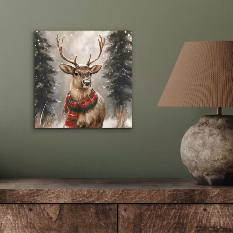 Aluminium schilderij - Winter - Bos - Rendier - Donker — 3