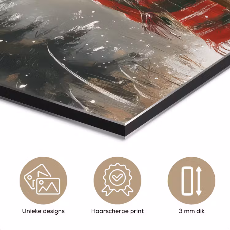 Aluminium schilderij - Winter - Bos - Rendier - Donker — 7
