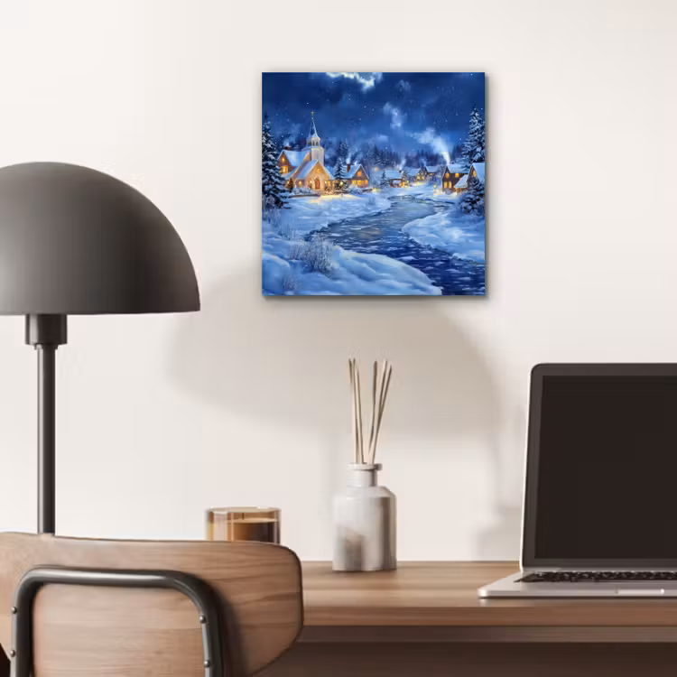 Aluminium schilderij - Winteravond - Kerstdorp - Donker — 6