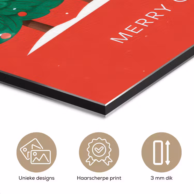 Aluminium schilderij - Minimalistisch - Kerstbomen - Rood - Sneeuw — 7