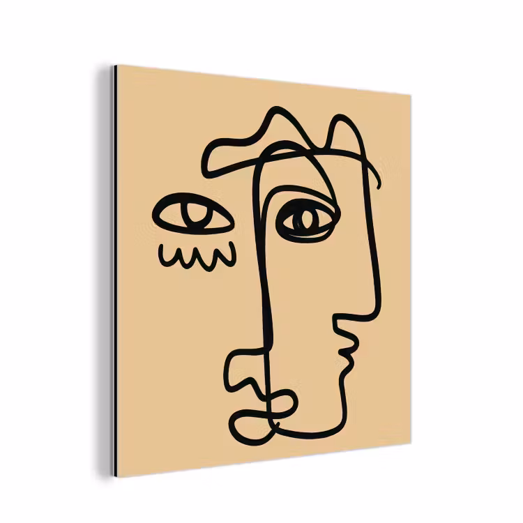 Aluminium schilderij - Overlappende profielen - Lichtbruin - Zwart — 1