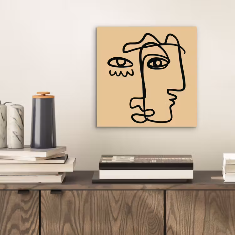 Aluminium schilderij - Overlappende profielen - Lichtbruin - Zwart — 2