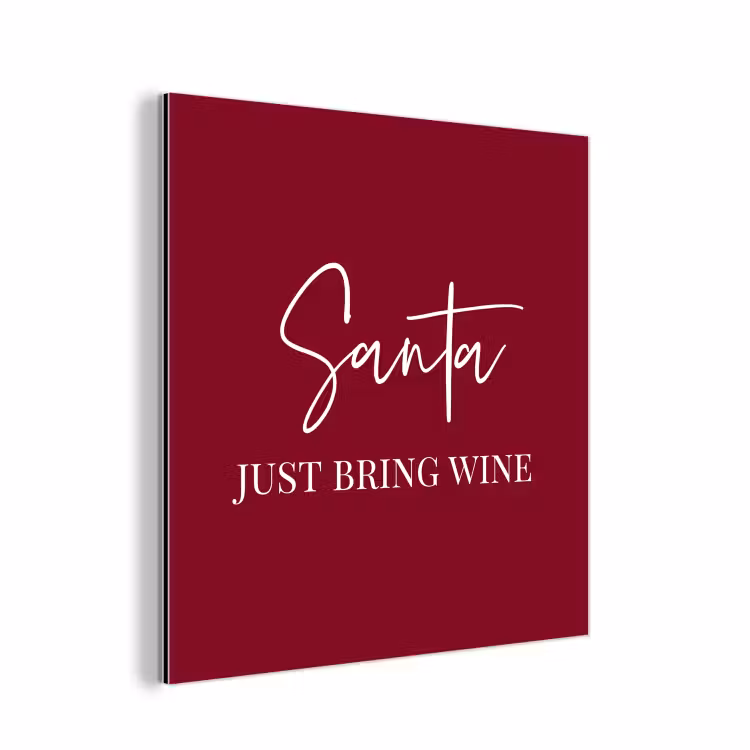 Aluminium schilderij - Santa - Wine - Rood - Kerst - Kerstman — 1
