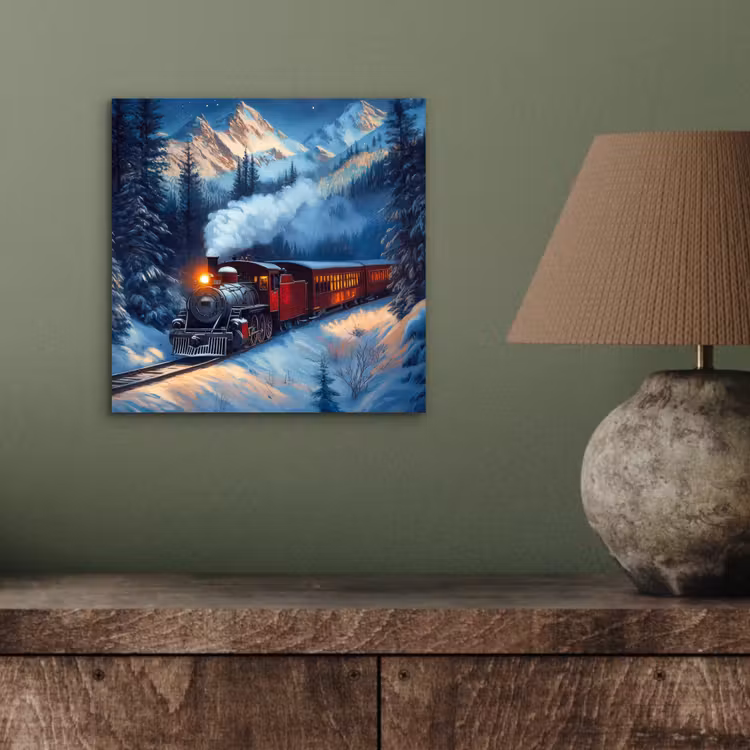 Aluminium schilderij - Trein - Kerst - Sneeuw - Kersttrein — 3