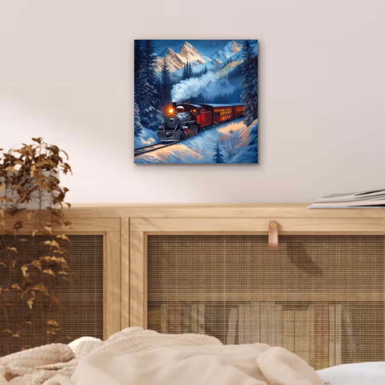 Aluminium schilderij - Trein - Kerst - Sneeuw - Kersttrein — 4