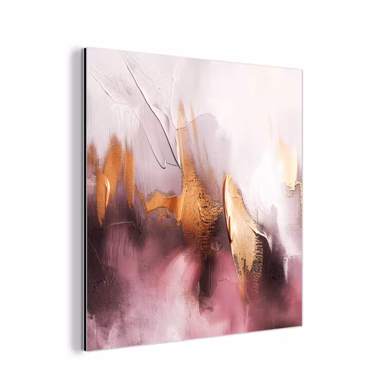 Aluminium schilderij - Watercolor - Goud - Roze - Abstract - Kunst — 1