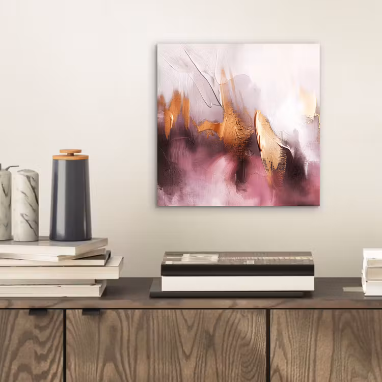 Aluminium schilderij - Watercolor - Goud - Roze - Abstract - Kunst — 2