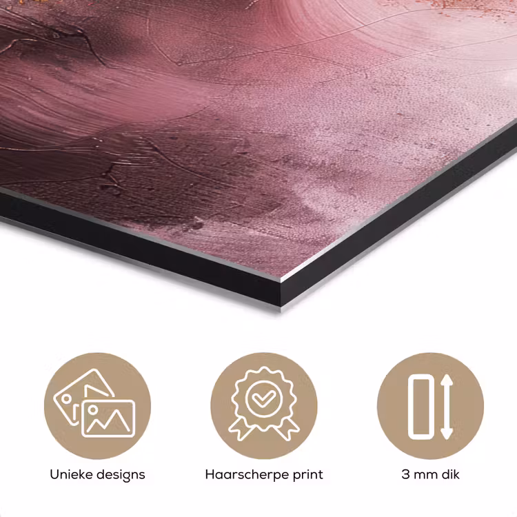 Aluminium schilderij - Watercolor - Goud - Roze - Abstract - Kunst — 7