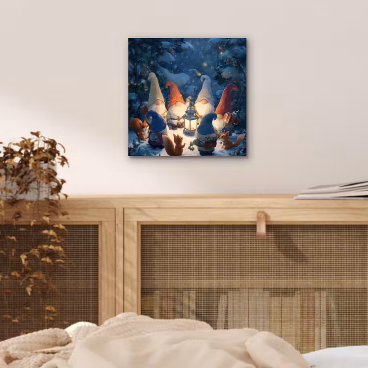 Aluminium schilderij - Winter - Gnooms - Eekhoorns - Meerkleurig — 4