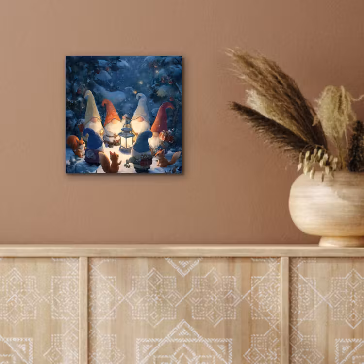 Aluminium schilderij - Winter - Gnooms - Eekhoorns - Meerkleurig — 5