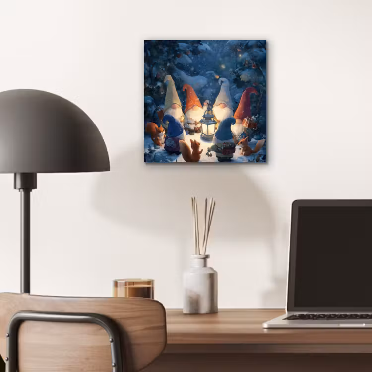 Aluminium schilderij - Winter - Gnooms - Eekhoorns - Meerkleurig — 6