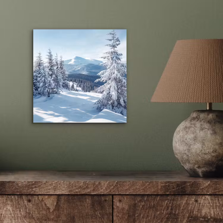 Aluminium schilderij - Winterlandschap - Natuur - Berg - Bomen - Sneeuw — 3