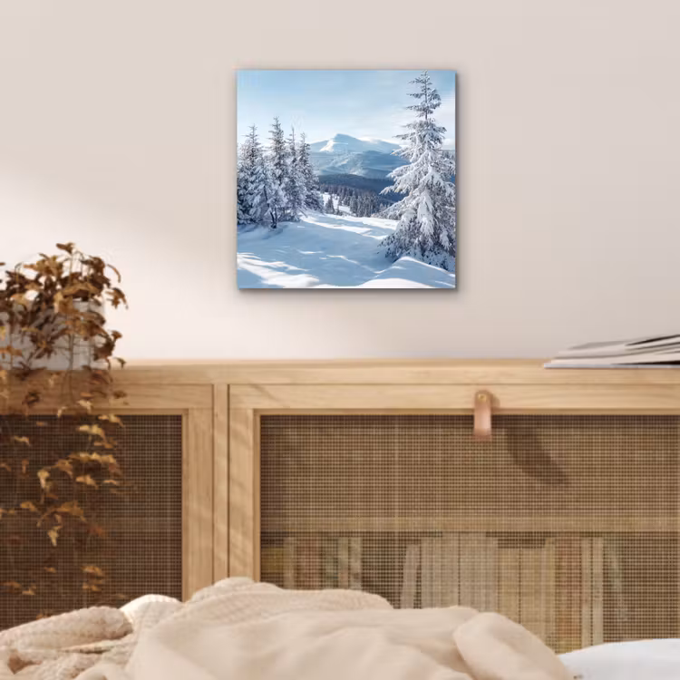 Aluminium schilderij - Winterlandschap - Natuur - Berg - Bomen - Sneeuw — 4