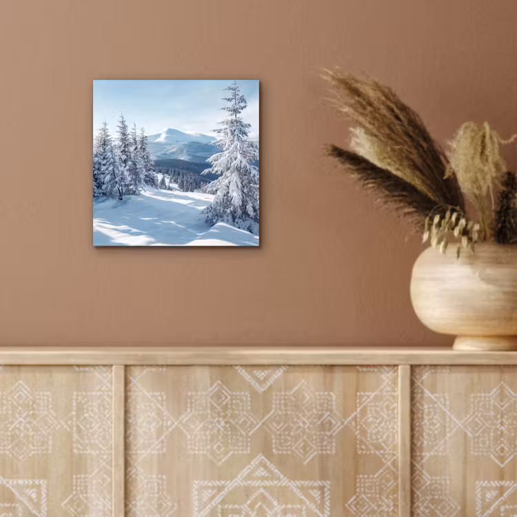 Aluminium schilderij - Winterlandschap - Natuur - Berg - Bomen - Sneeuw — 5