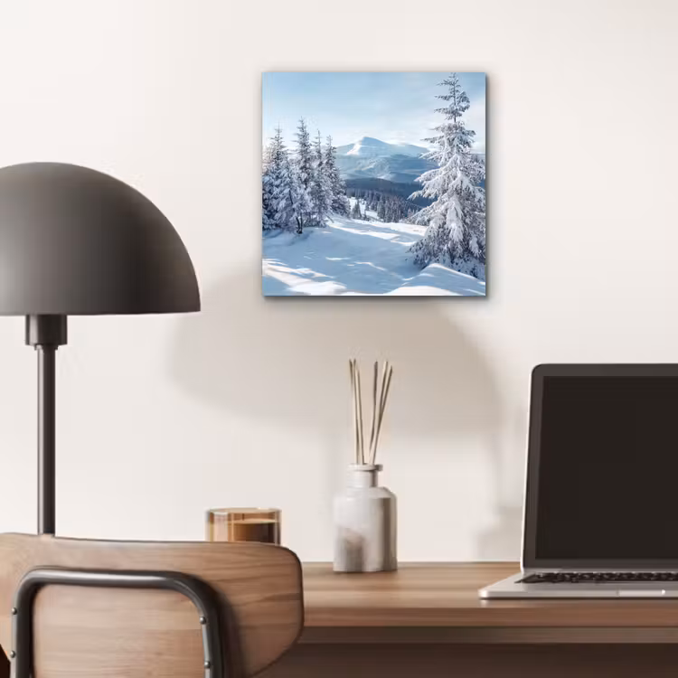 Aluminium schilderij - Winterlandschap - Natuur - Berg - Bomen - Sneeuw — 6