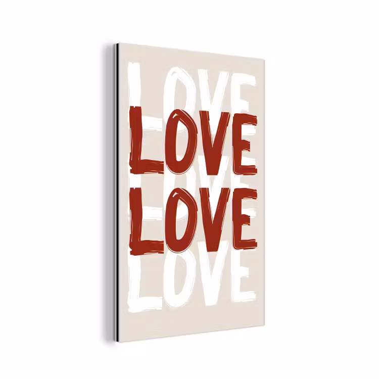 Aluminium schilderij - Love - Rood - Tekst — 1