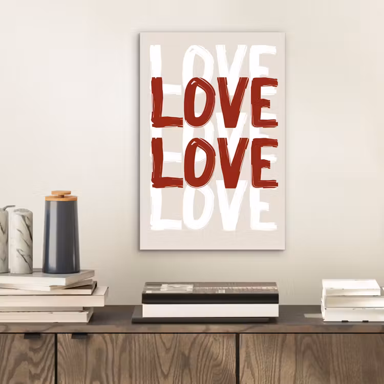 Aluminium schilderij - Love - Rood - Tekst — 2