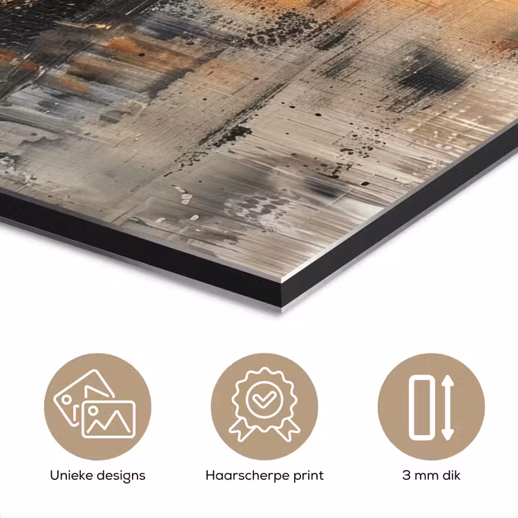 Aluminium schilderij - Moderne kunst - Abstract - Goud - Grijs — 7