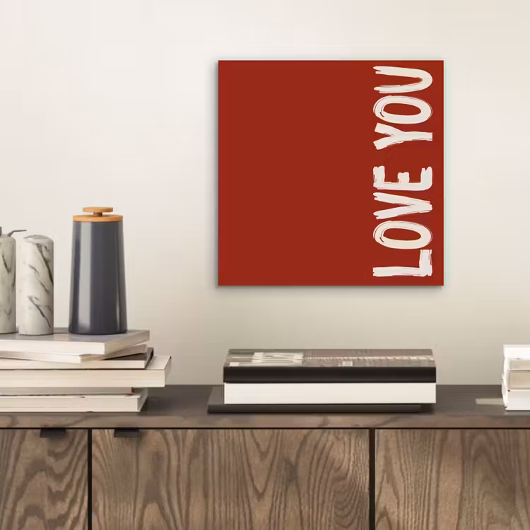 Aluminium schilderij - Schuin - Loveyou - Rood — 2