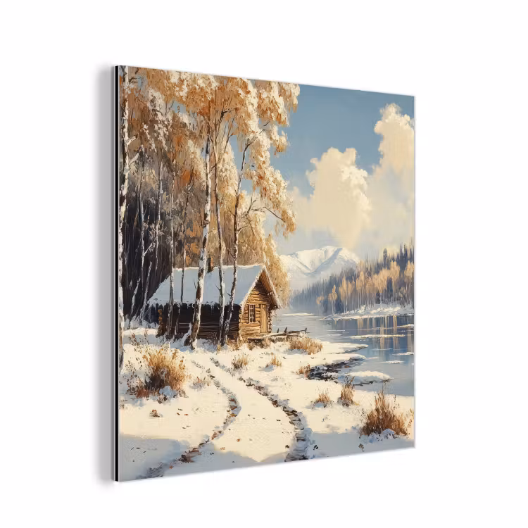 Aluminium schilderij - Winter - Sneeuw - Huis - Natuur — 1