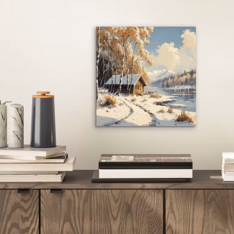 Aluminium schilderij - Winter - Sneeuw - Huis - Natuur — 2