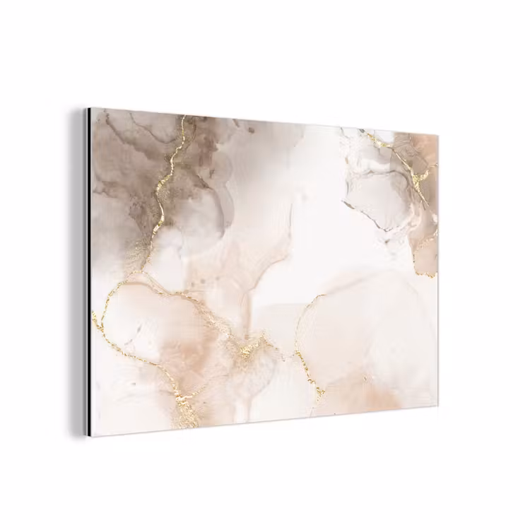 Aluminium schilderij - Marmer - Bruin - Gouden — 1